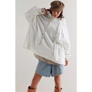 NEW Free People 100% Cotton We The Free We Hoodie in white 1225